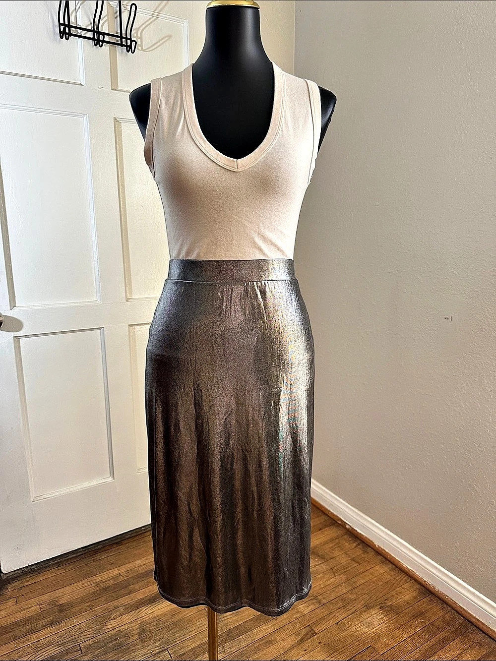 Midi Pencil Skirt in silver  Like New